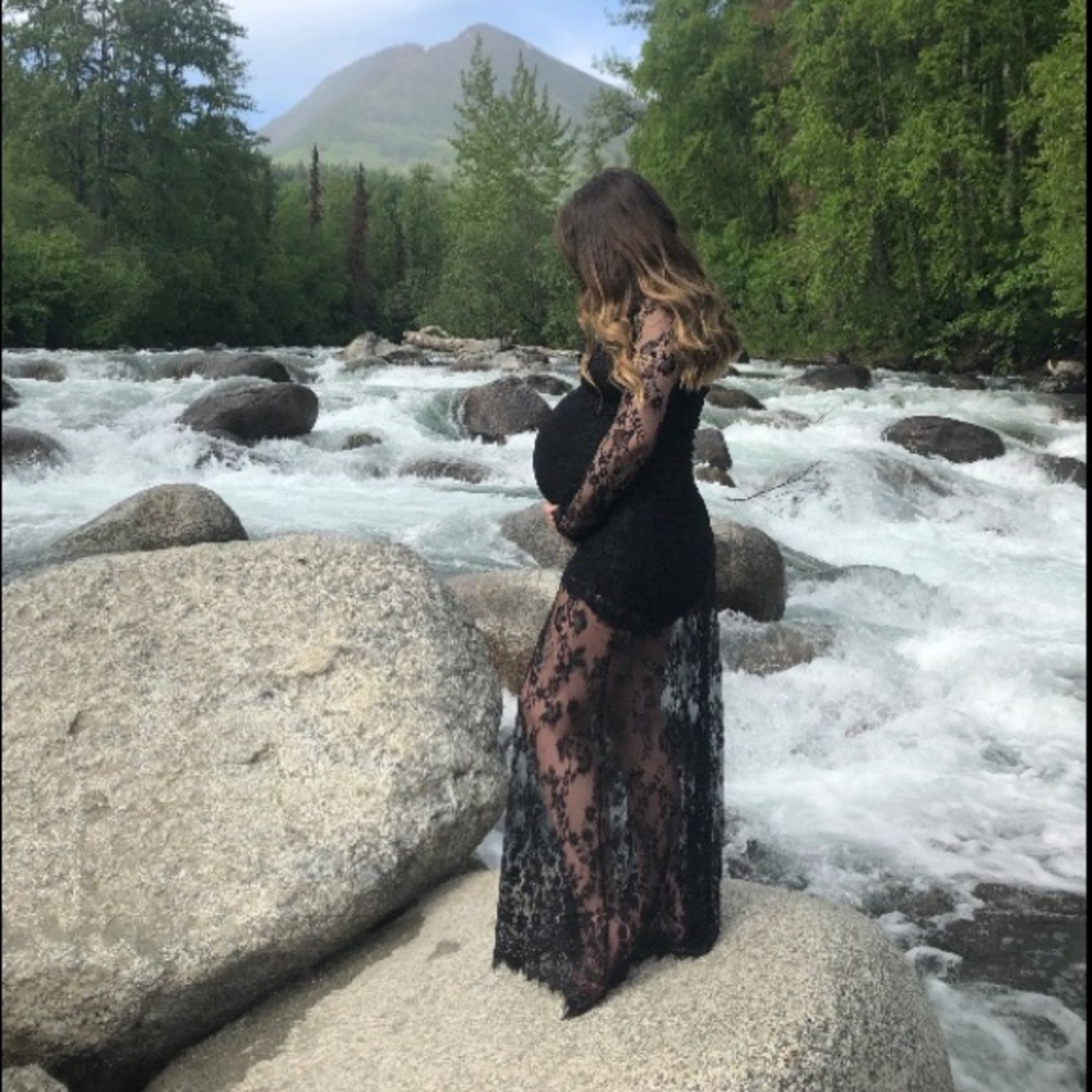 Black lacy maternity dress